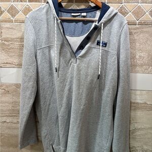 L.L. Bean Navy and Gray Hooded Pullover